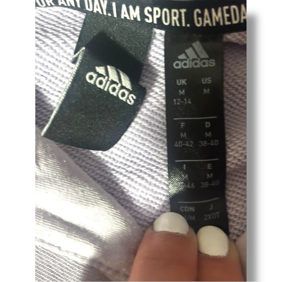 Adidas Women’s Light Gray/Lavender Fitted Sporty Long SleeveHoodie - Picture 13 of 16